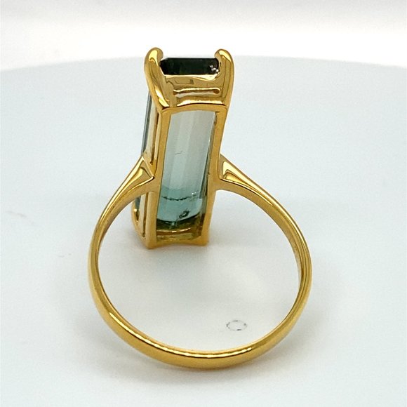 Bi Color Tourmaline 9.90ct Solid 14K Yellow Gold Ring - Picture 5 of 6